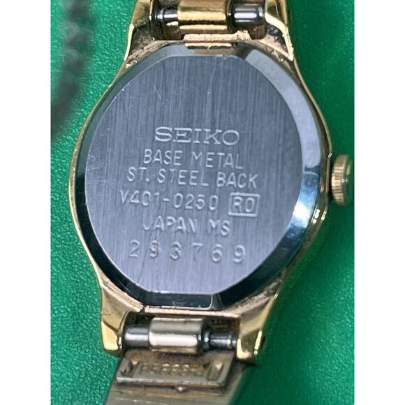 Vintage SEIKO Gold Two Tone V401-0250 Women's Watch Needs Battery - Picture 6 of 6
